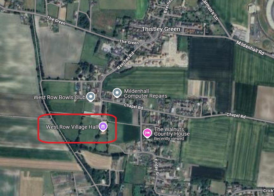 Bury St Edmunds - West Row Village Hall : Image credit Google maps